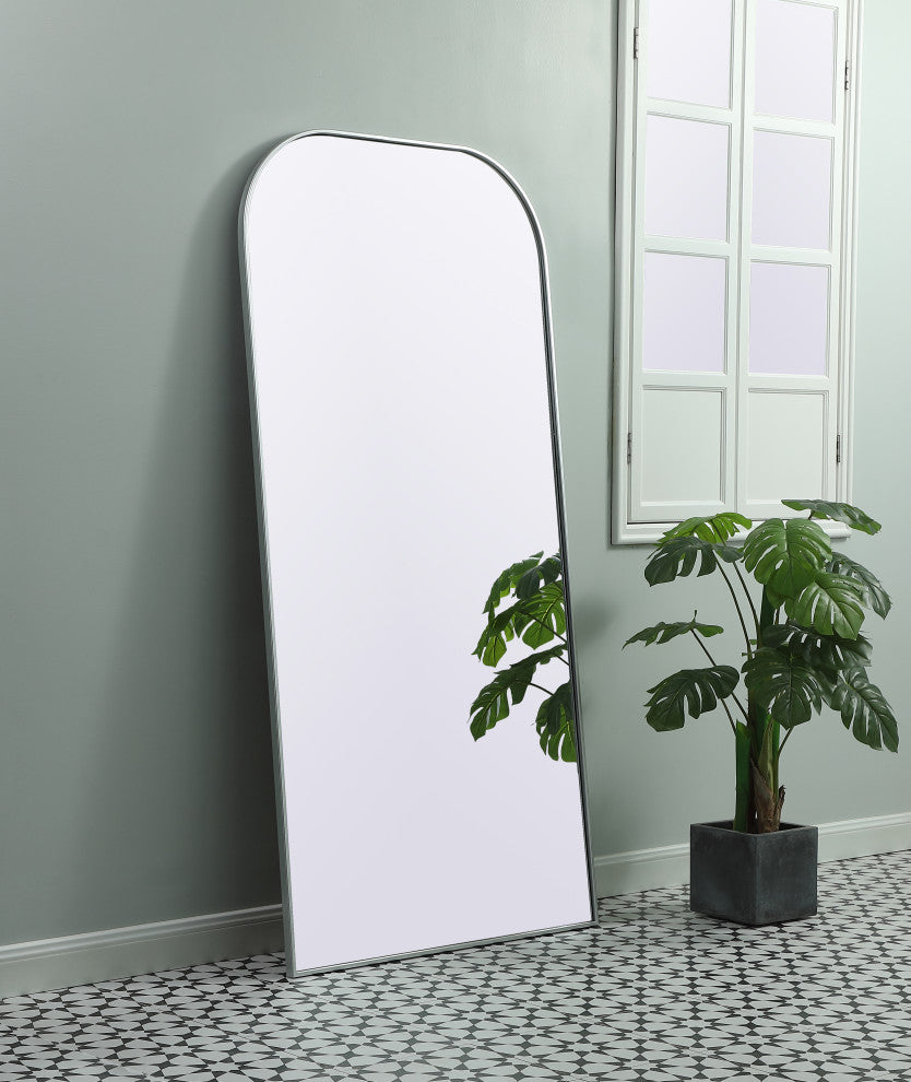 Metal Frame Arch Full Length Mirror 35X72 Inch, Silver