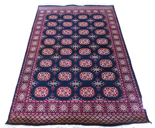 4'6x6'7 Black Bokara Hand Knotted Oriental Rug
