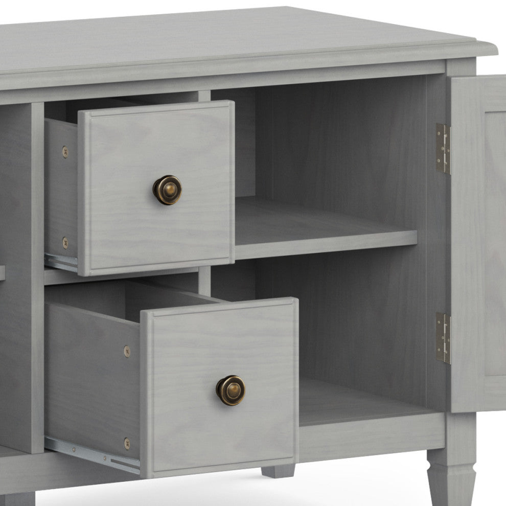 Connaught Solid Wood 72" Wide TV Stand For TVs Up To 80", Fog Grey