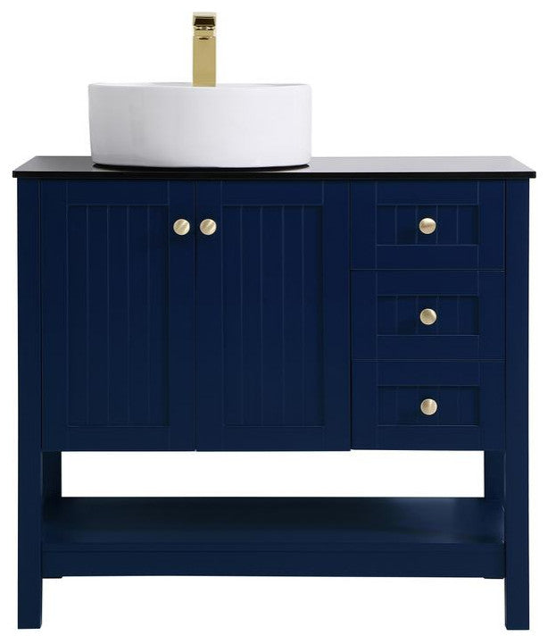 Blue 36" Vessel Sink Bathroom Vanity