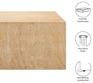 Jordana Square Plinth Indoor Concrete Coffee Table, Travertine