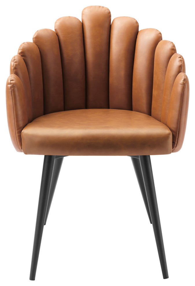 Vanguard Vegan Leather Dining Chair Set of 2 Black Tan -6029