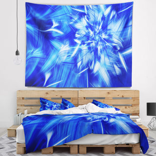 Rotating Bright Blue Fireworks Floral Wall Tapestry, 60"x50"