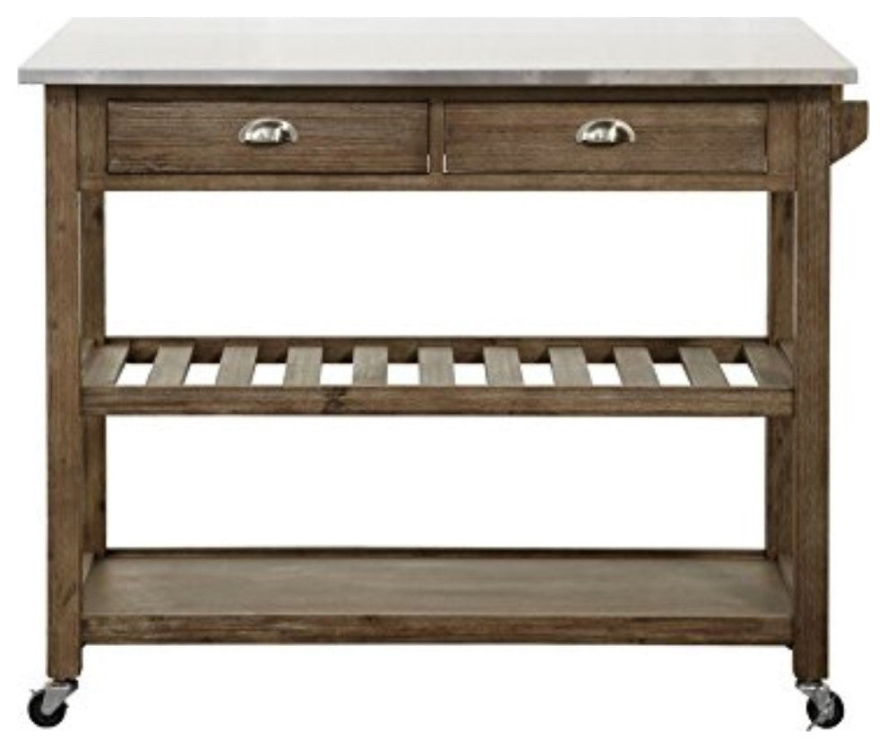 Sonoma Kitchen Cart with Drop-Leaf [Barnwood Wire-Brush]