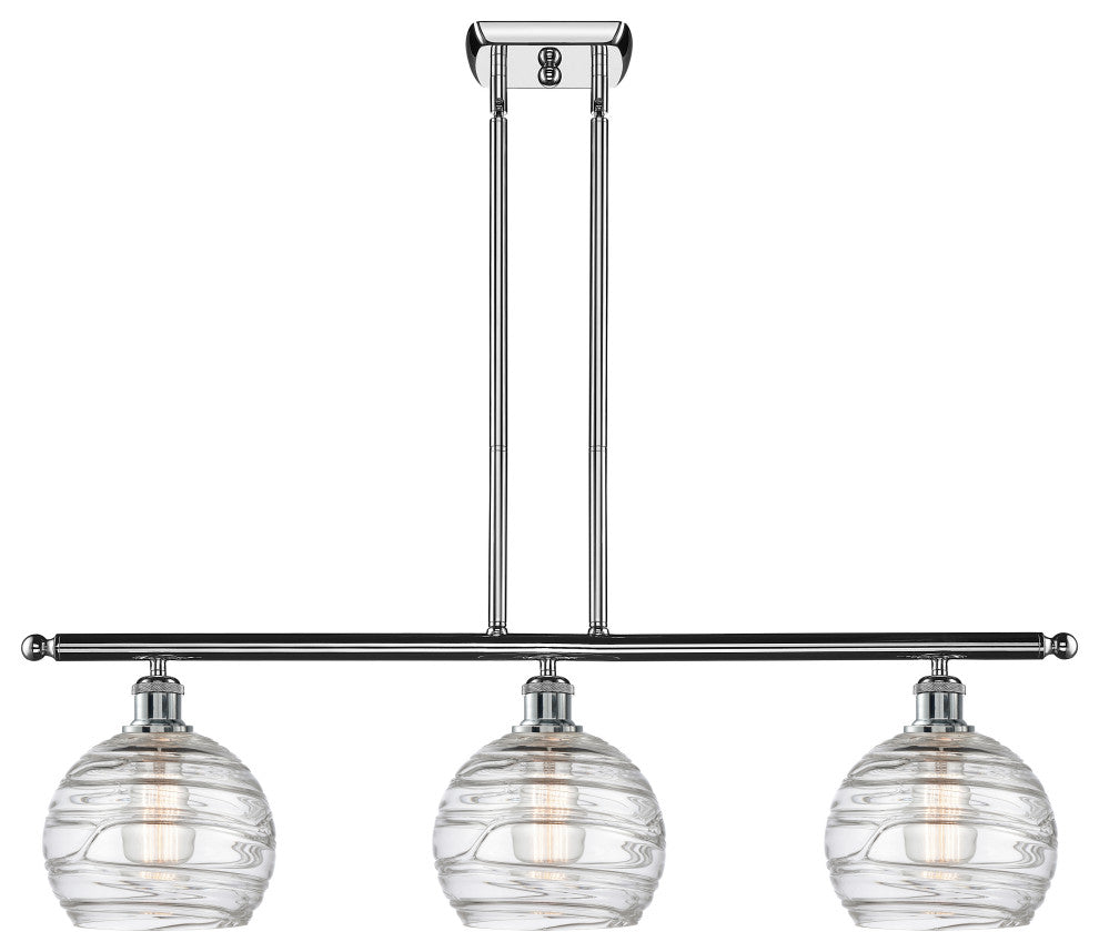 Deco Swirl 3-Light Island-Light, Polished Chrome, Clear