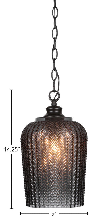 Cordova 1-Light Chain Hung Pendant, Matte Black/Smoke Textured
