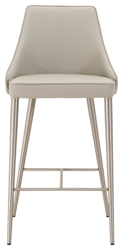 Benzara BM174108 Upholstered Counter Height Stool With Footrest Light Gray