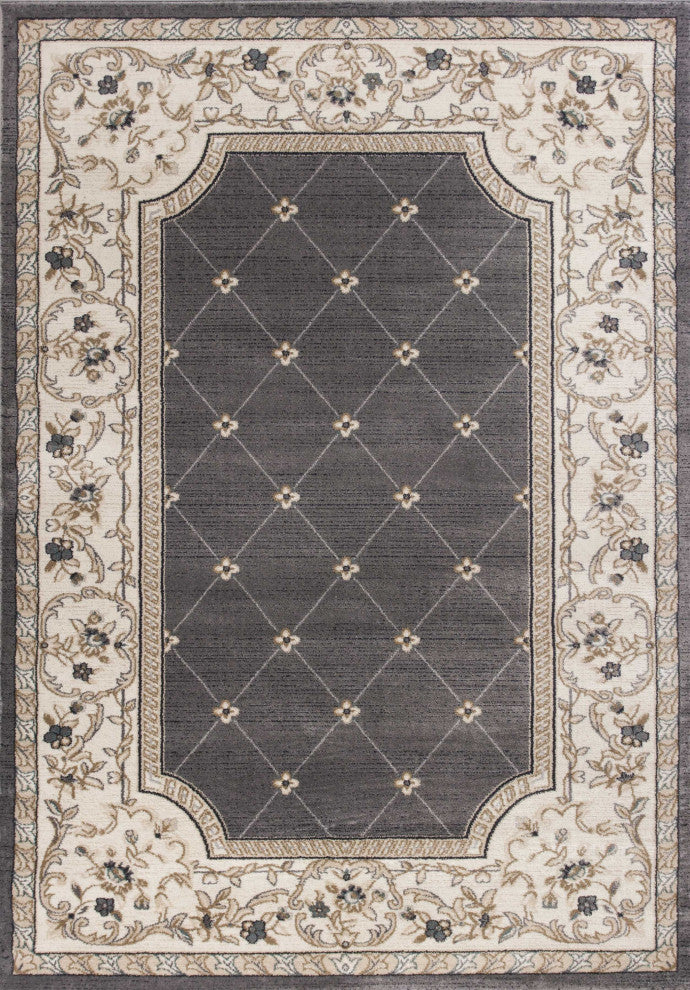 HomeRoots 9' x 12' Polypropylene Grey or Ivory Area Rug