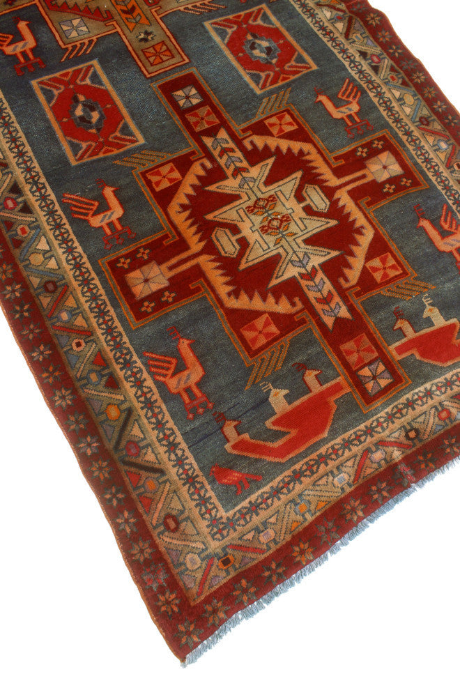 Fine Vintage Distressed Valarie Gray/Rust Runner, 3'9x9'9