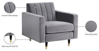 Lola Velvet Upholstered Chair, Gray