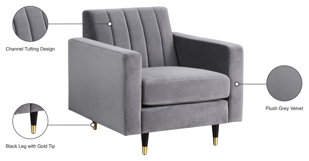 Lola Velvet Upholstered Chair, Gray