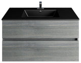 Frozen Gray Bathroom Vanity, Matt Black Sink, 32