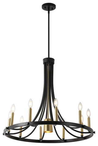 Transitional Modern Iron Adjustable Wagon Wheel LED Chandelier, Downlight