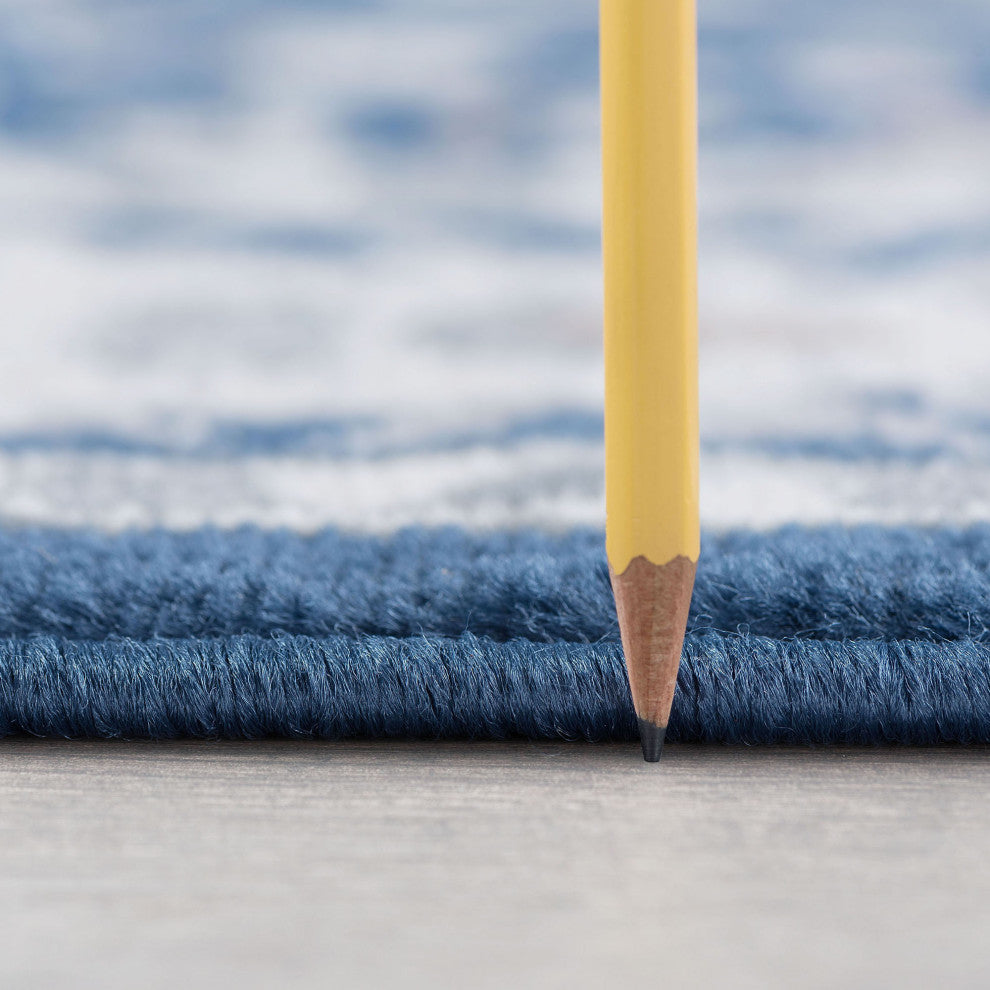 Tessie Traditional Floral Dark Blue Rectangle Area Rug, 7.6'x10'