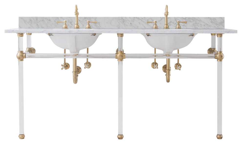 Empire 72" Wide Double Wash Stand, P-Trap, Countertop With Basin