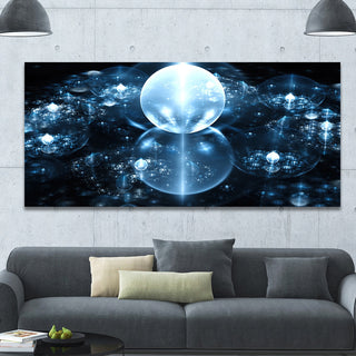 Blue Water Drops on Mirror, Oversized Abstract Canvas Art Print, 60x28