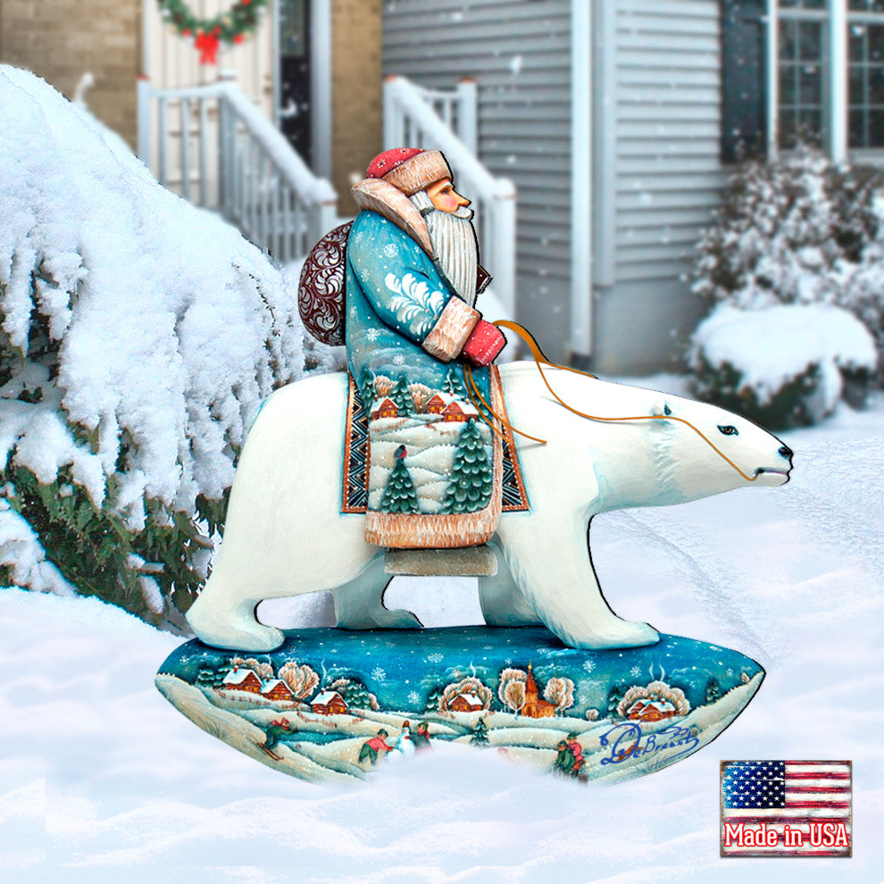 Polar Bear Santa Free Standing  Garden Decor