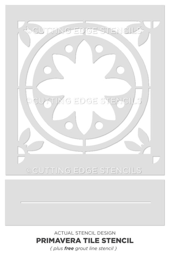Primavera Tile Stencil - DIY Portuguese Tiles - Faux Cement Tile Stencils, Mediu