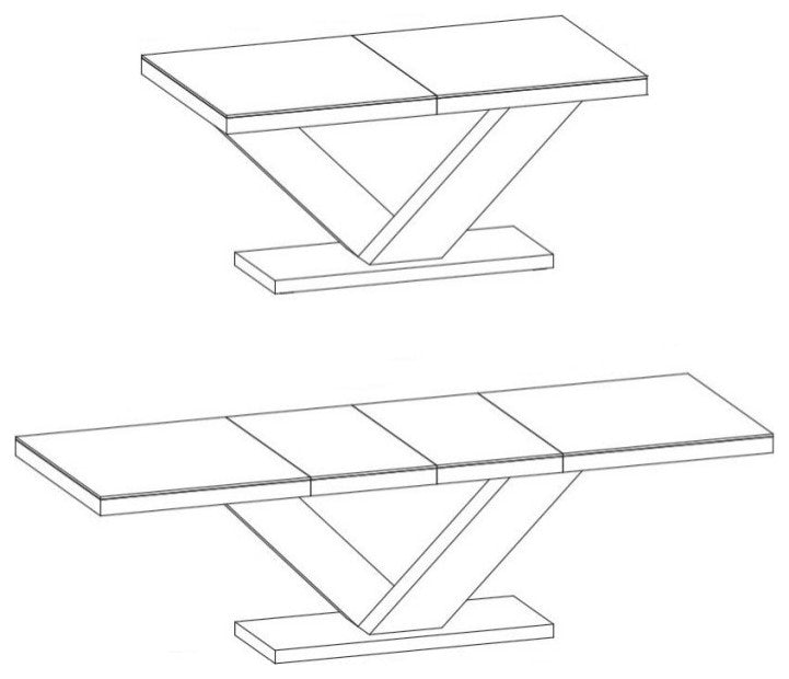 VICTORIA Extendable High Gloss Dining Table, White Marble/White