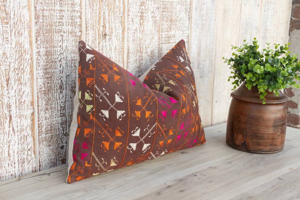 Shri Antique Indian Folk Lumbar Pillow