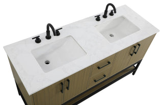 Home Living 60" Double Bathroom Vanity, Chestnut Brown