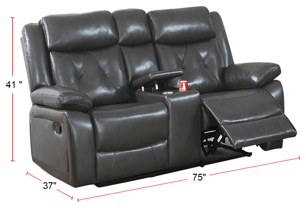 Tufted Manual Motion Loveseat, Gray