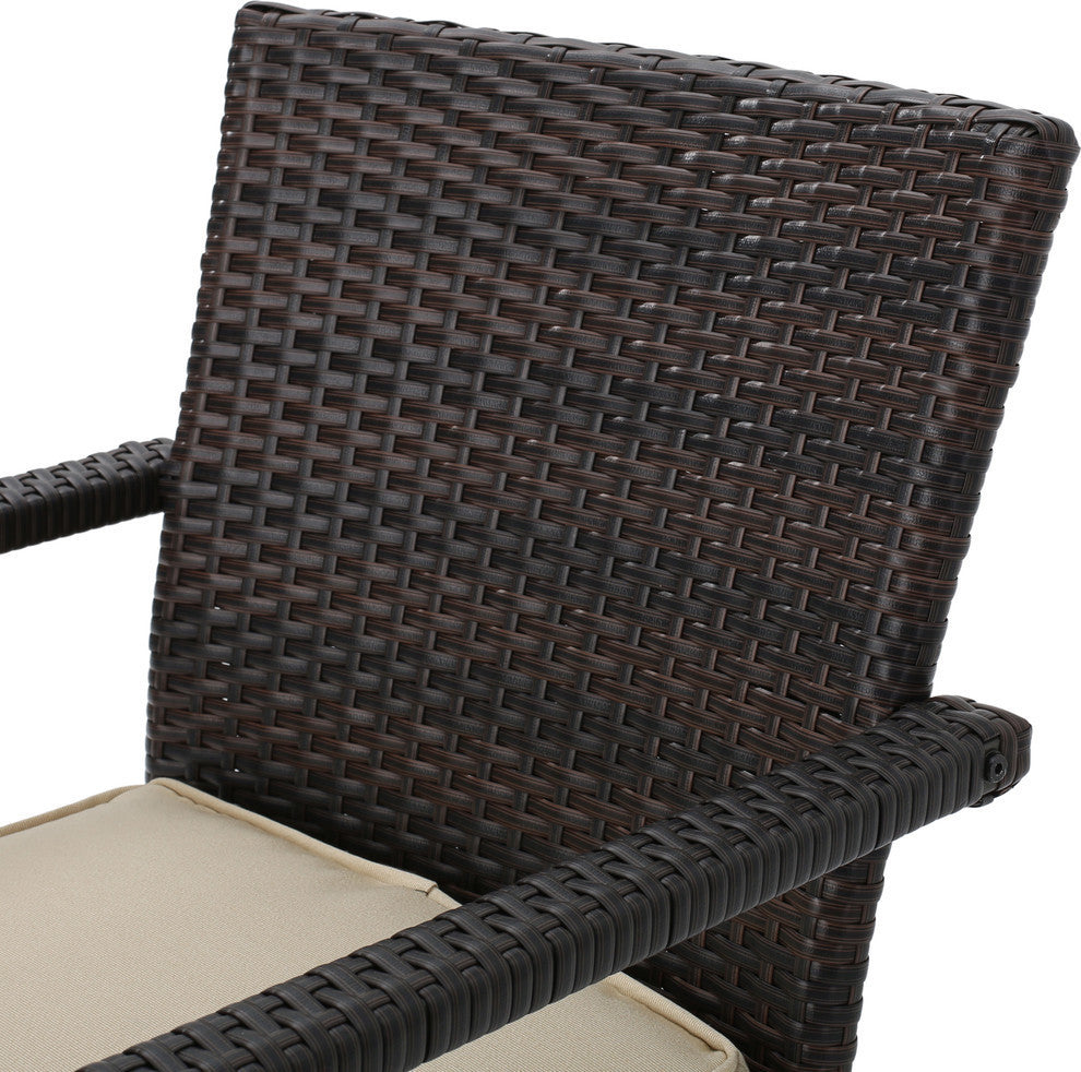 GDF Studio 4-Piece Tahiti Outdoor Wicker Chat, Dark Cream Water Resista Set