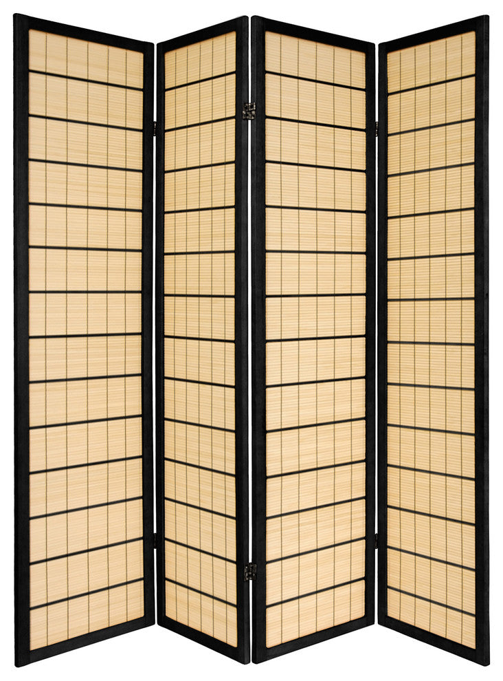 6' Tall Kimura Shoji Screen, 4 Panel, Black