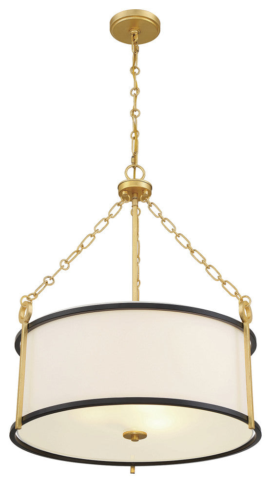 Kian 3-Light Pendant, Matte Black With True Gold