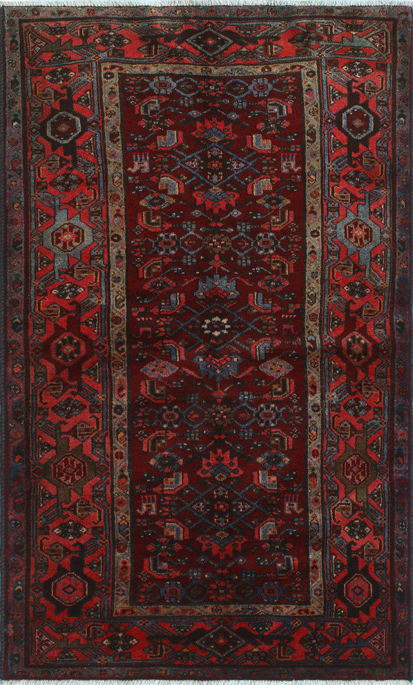 Semi Antique Amaan Red/Blue Rug, 4'1x6'6