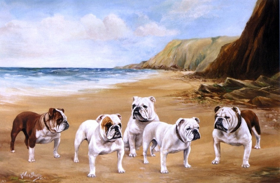 Reuben Ward Binks Bulldogs on the Beach, 18"x27" Gallery Wrapped Canvas Print