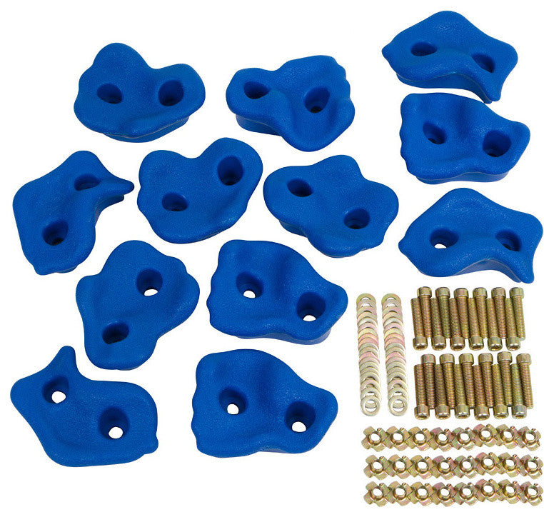 Swing Set Textured Rock Holds With Mounting Hardware, Set of 12, Blue