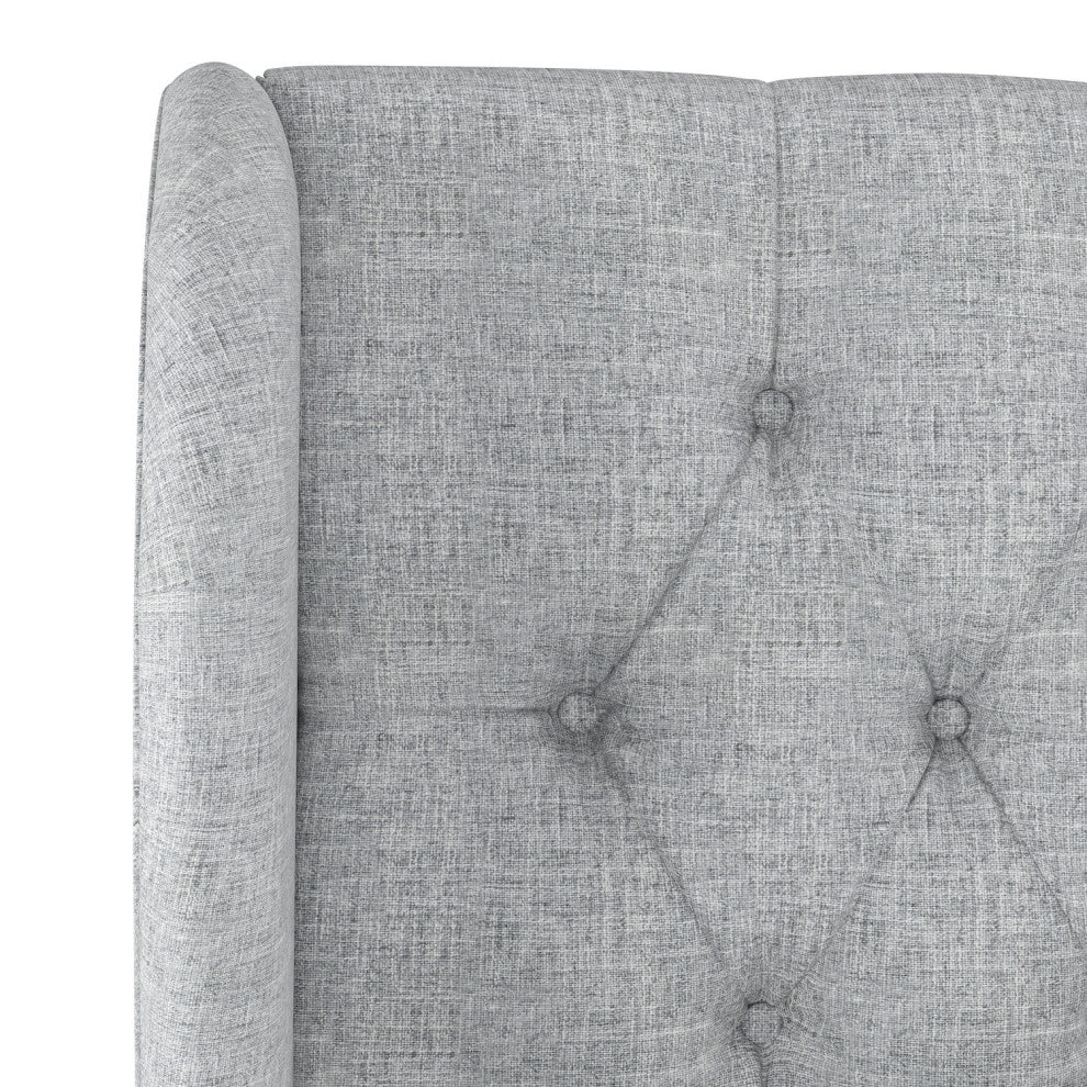 Bradwell Queen Tufted Curved Wingback Headboard, Zuma Pumice