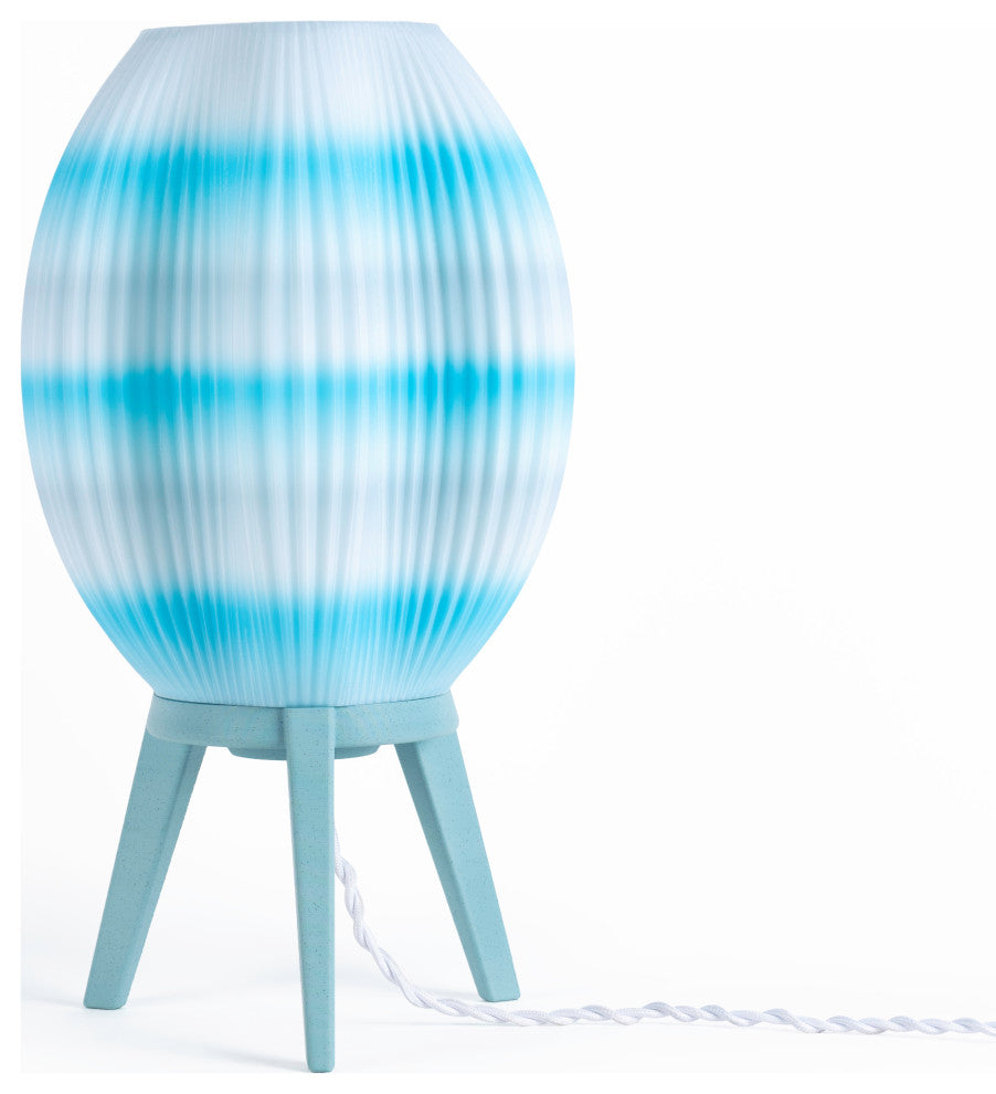 Wavy 16.5" Plant-Base PLA Dimmable LED Table Lamp, Blue/White