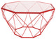 LeisureMod MD31R Malibu Large Octagon Glass Red Coffee Table With Geometric Base