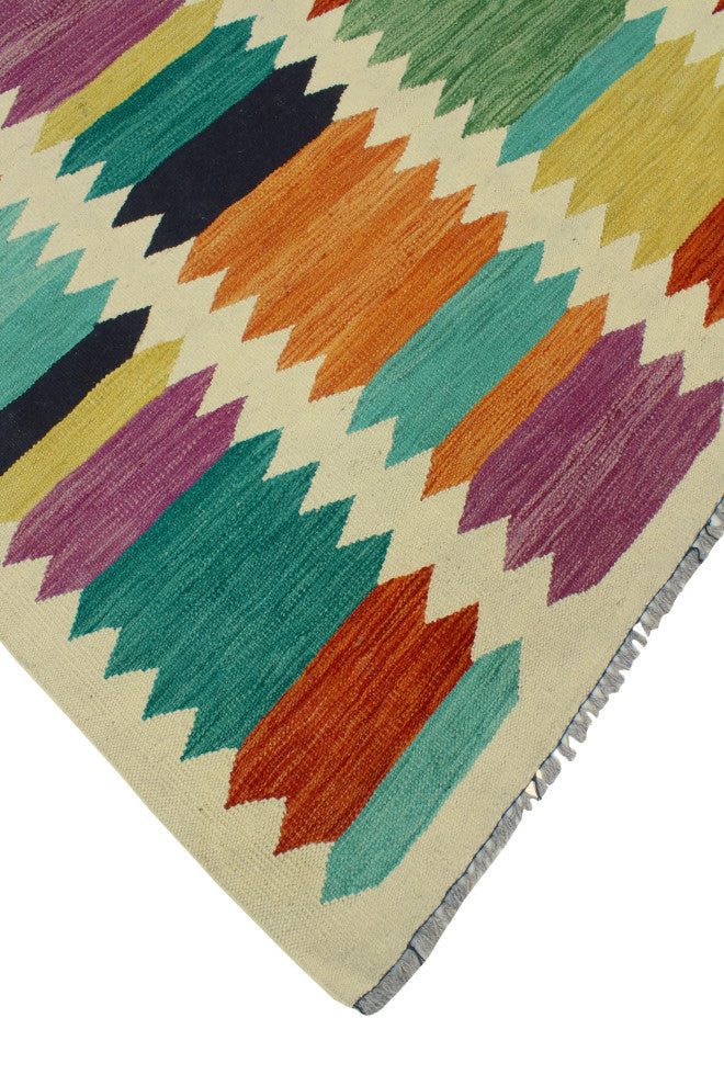 Modern Flatweave Milford Ivory/Red Rug, 5'10x7'11