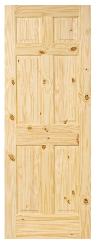 6-Panel Door, Solid Knotty Pine, Kimberly Bay Interior Slab Colonial, 80" x 32"