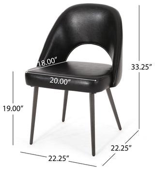 Odum Abbeville Contemporary Open Back Dining Chairs (Set of 2), Midnight + Gun Metal