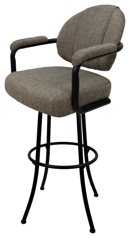 Swivel Counter 26", 30" or Extra Tall 34" Metal Bar Stool M-70, Plumley Cocoa - Black, 30"
