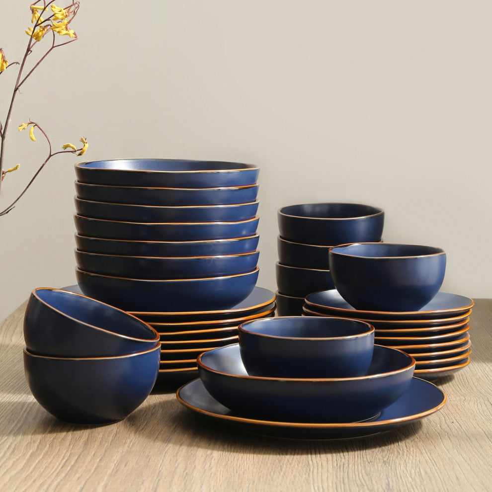 Stone Lain Brasa Stoneware 32 Piece Dinnerware Set, Blue