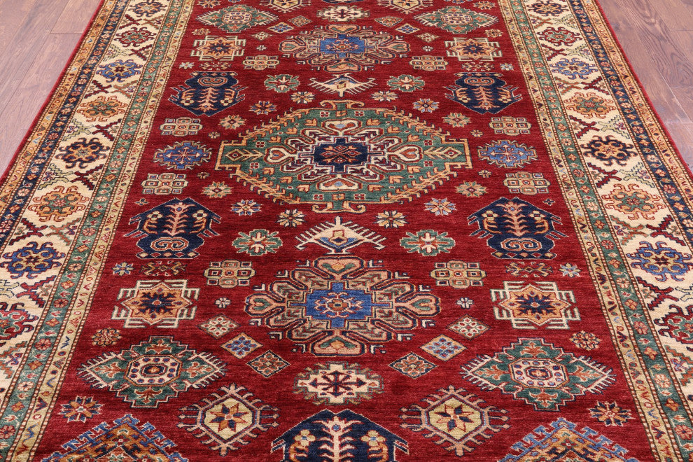 6' 10" X 9' 9" Super Kazak Hand Knotted Wool Rug - Q12936