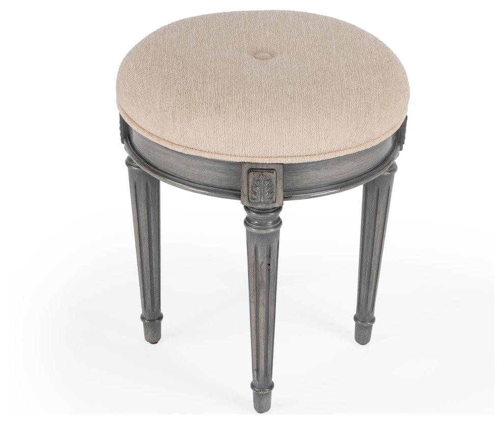 Butler Bernadette Cherry Vanity Stool, Powder Gray