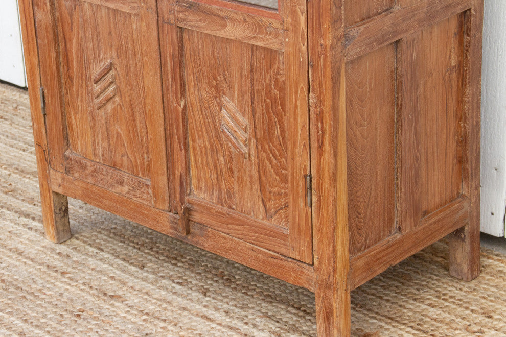 Vintage Teak Glass Kitchen Cabinet