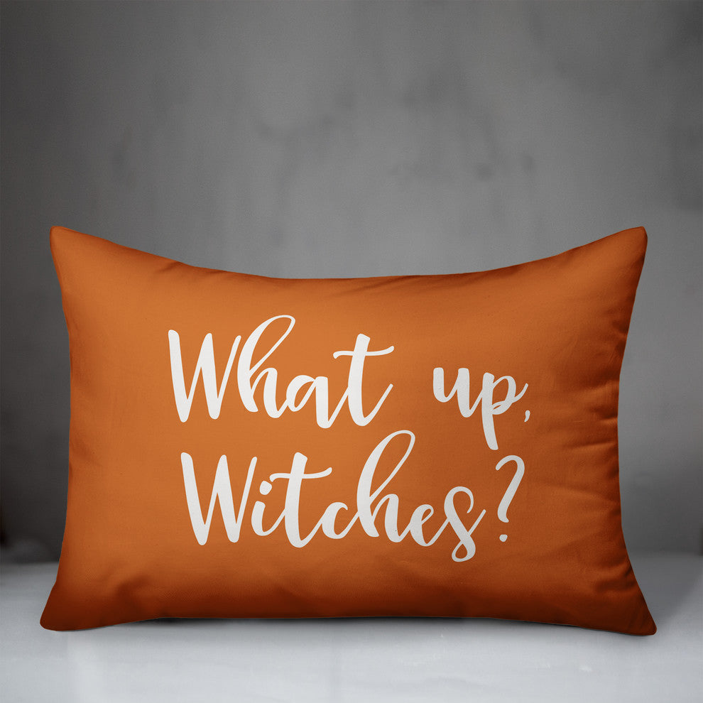 What Up, Witches? Lumbar Pillow, Orange, 14"x20"