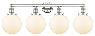 Large Beacon 4-Light 34" Vanity Light, Polished Nickel Finish, Matte White Shade