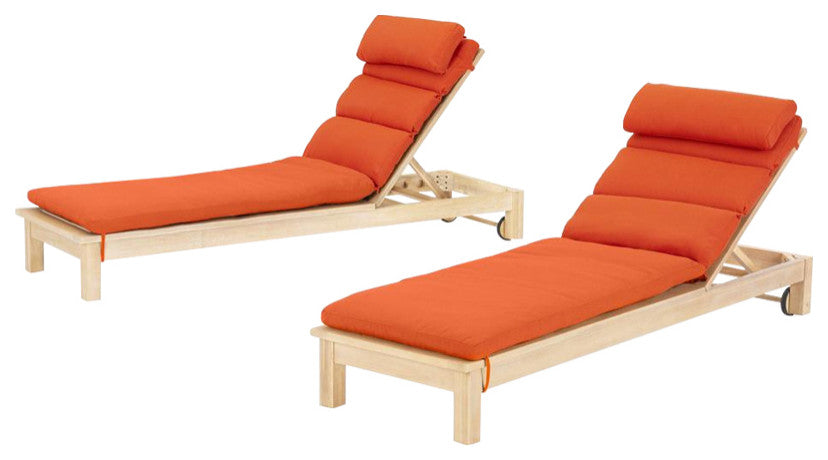Kooper Sunbrella Outdoor Patio Chaise Lounges, Tikka Orange