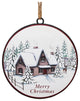 Woodland Winter Cabin Disc Ornament, Set of 12