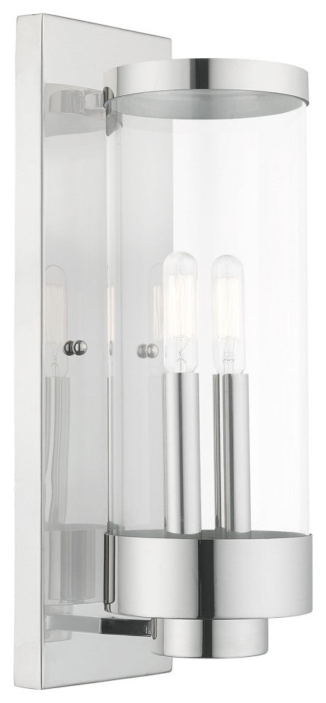 Livex Lighting Hillcrest 2 Light Polished Chrome Medium Outdoor Wall Lantern