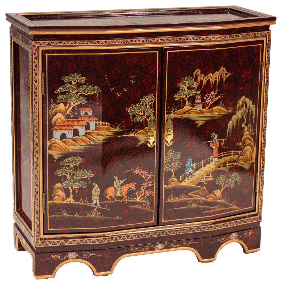 Red Lacquer Slant Sideboard Landscape