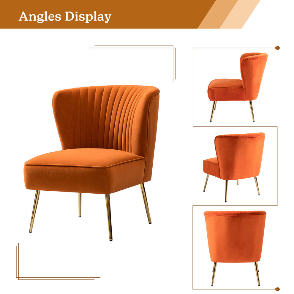 Velvet Accent Dining Chair, Orange